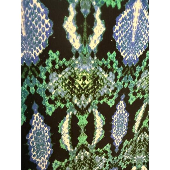 Sam Edelman Snake Print Bodycon Dress Small Green Blue Black Cap Sleeve Zip - Picture 3 of 7